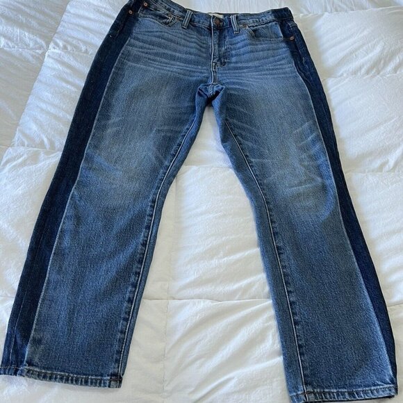 Madewell Jeans 29 High-Rise Slim Boyjean Two-Tone Tuxedo Stripe Edition Women’s. - Picture 1 of 9